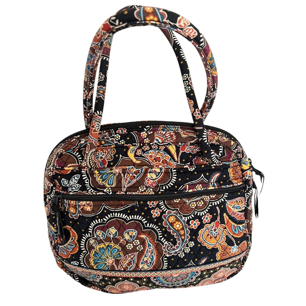 Vera Bradley Vintage Mesa Brown Paisley Quilted Handbag Y2K Retired Boho Bag